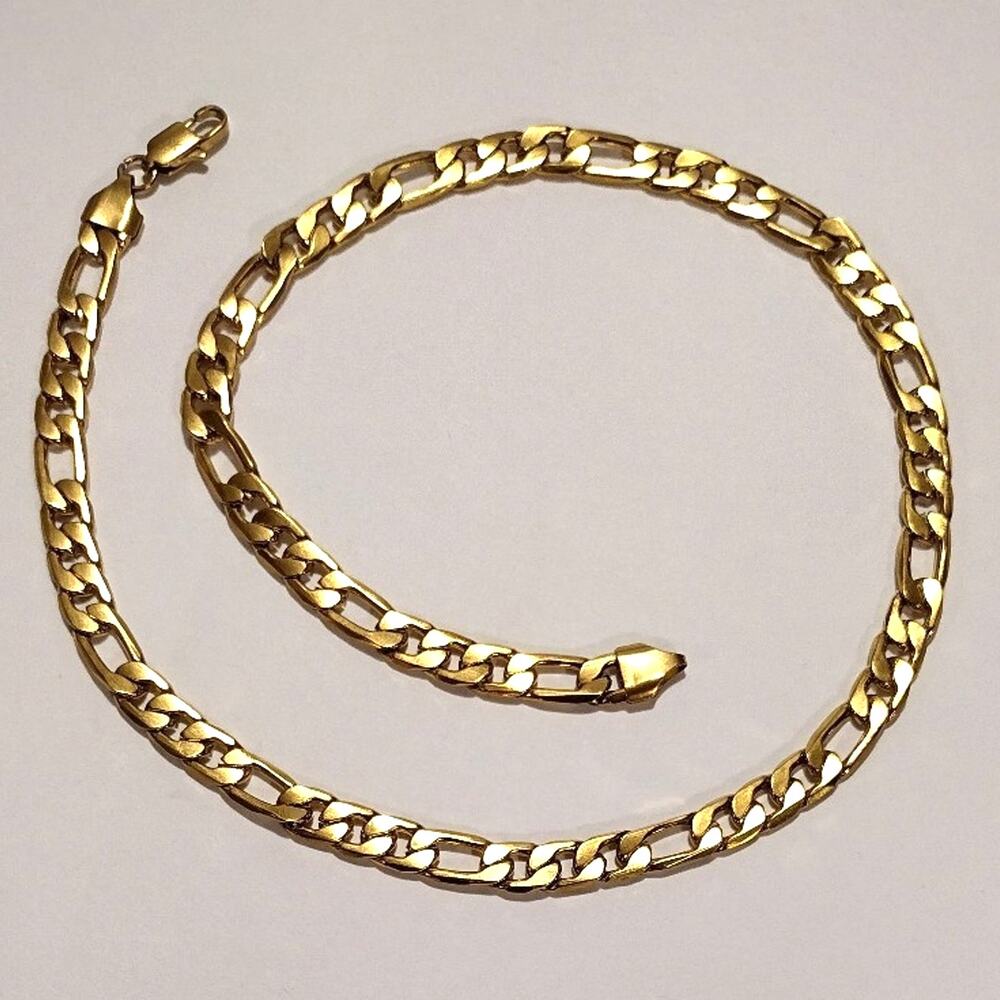 18k Genuine Gold Plated Necklace Figaro Chain Link Christmas Birthday Gift NEW!!